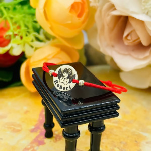 Bratara cu snur si banut 10 mm din aur 14k - Img 2
