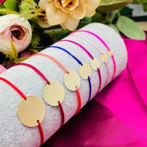 Bratara cu snur si banut din aur 14k - marime selectabila banut - Img 4