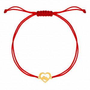 Bratara cu snur si inimioare personalizabile cu initiale din aur 14k