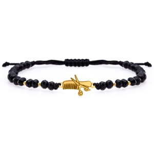 Bratara Hairstylist snur si pieptene/foarfeca din aur 14k - coafura / frizerie