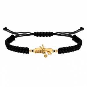 Bratara Hairstylist snur si pieptene/foarfeca din aur 14k - coafura/frizerie
