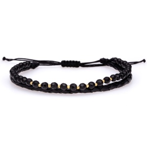 Bratara Onix Wish din AUR 14K si Piele Naturală