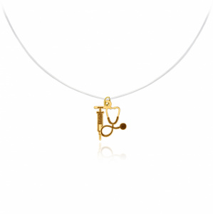 Colier cu fir transparent si Stetoscop din AUR 14K