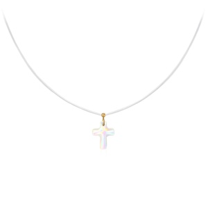 Colier Shiny Small Cross din AUR 14K și fir transparent