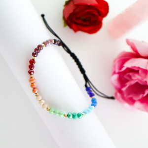 Bratara Color of Rainbow cu cristale si bile de 2.5mm din Aur 14k - Img 4