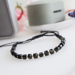 Bratara cu cristale cubice si 10 bilute din aur 14k - Img 5