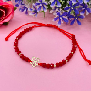 Bratara cu cristale si floricica din aur 14k - spring edition - Img 2