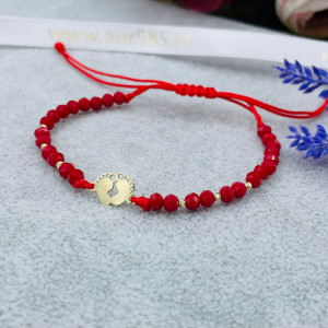 Bratara cu cristale si talpite bebelus din aur 14k - Img 2