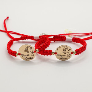 Bratara pentru copii, cu snur si banut din aur 14k / 12mm personalizat - Img 4