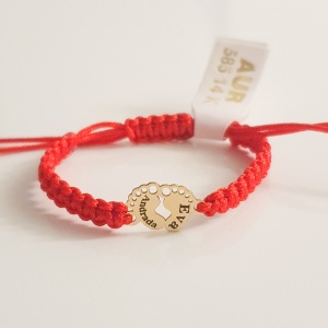 Bratara snur si talpite bebe din aur 14k - Img 2