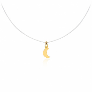Colier cu fir transparent si Semiluna din AUR 14K