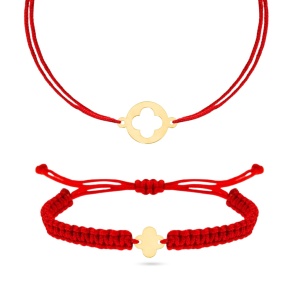 Set brățări Mama & Copil, cu șnur și figurine din Aur 14K - Img 2