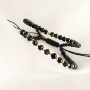 Bratara Black Only 2 in 1 cu cristale de sticla in 2 dimensiuni si bilute din aur 14k - Img 4