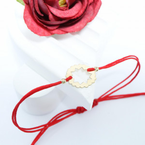 Bratara Circle of Love cu snur si inimioare din Aur 14k - Img 3