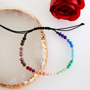 Bratara Color of Rainbow cu cristale si bile de 2.5mm din Aur 14k - Img 5