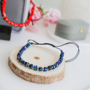 Bratara cu cristale cubice si 10 bilute din aur 14k - Img 6