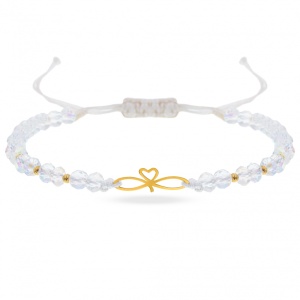 Bratara cu cristale si pandantiv infinity love din aur 14k + bilute