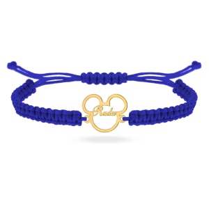 Bratara cu snur, pentru copii cu soricel desene animate din aur 14k - personalizat cu nume la alegere - Img 4