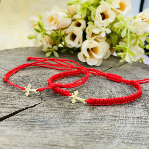 Bratara cu snur si cruciulita 1.2cm din aur 14k - Img 2