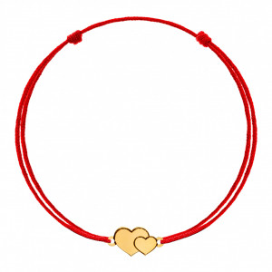 Bratara cu snur si inimioare duble personalizabile din aur 14k