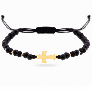 Bratara snur si cruciulita din aur 14k
