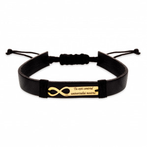Bratara To Infinity Message din AUR 14K si Piele Naturală