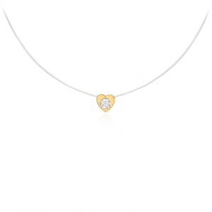 Colier cu fir transparent si pandantiv Inima din AUR 14K