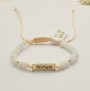 Prima bratarica a nou nascutului cu placuta personalizabila din aur 14k + bile - Img 4