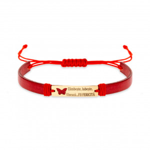 Bratara Butterfly din AUR 14K si Piele Naturală