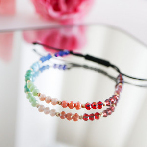 Bratara Color of Rainbow cu cristale si bile de 2.5mm din Aur 14k - Img 6