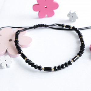 Brățara cu 4 bilute din aur si cristale negre din sticla - Black Edition Limited - Img 2
