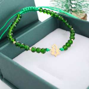Bratara cu cristale si bradut cu stelute decupate din aur 14k + 6 bilute - Img 2