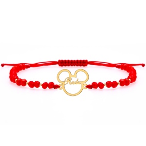 Bratara cu cristale si contur soricel desene animate din aur 14k personalizat cu nume + bilute - Img 4