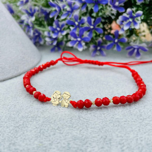 Bratara cu cristale si copilasi din aur 14k - Img 2