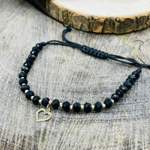 Bratara cu snur si 12 bile + un charm la alegere din aur 14k - Img 3