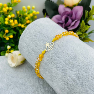 Bratara cu snur si bile + albina din aur 14k - Img 2