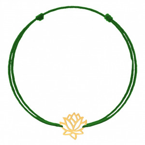Bratara cu snur si floare de lotus din aur 14k