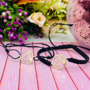 Bratara Hairstylist cu snur si disc pieptene si foarfeca din aur 14k - Img 2