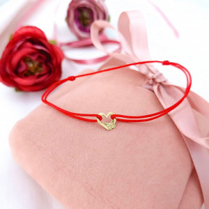 Bratara Heart Collection cu snur si inimioara cu fluturas din Aur 14k - Img 3