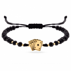 Bratara Poker cu cristale si carti de joc din aur 14k
