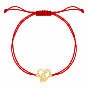 Bratara snur si cheia sol in inimioara din aur 14k personalizabila