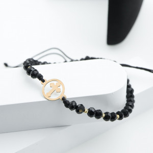 Bratara snur si cruciulita din aur 14k + bilute - Img 2