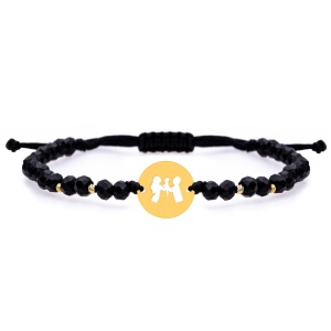 Bratara snur si disc decupat Happy Family din aur 14k