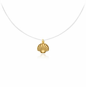 Colier cu fir transparent si scoica din AUR 14K