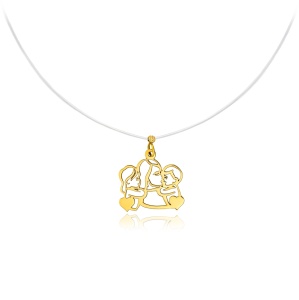 Colier MomKid Duo cu fir transparent si pandantiv din AUR 14K