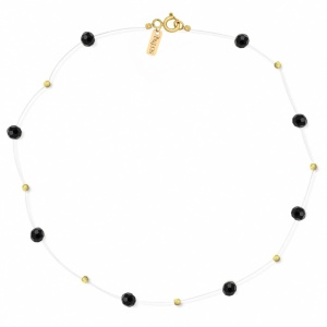 Colier Only Black cu cristale și bile din AUR 14K