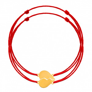Set 2 Bratari cu snur pentru cupluri - inima din aur 14k