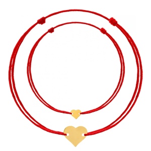 Set 2 Bratari mama si copil cu snur si inimioare personalizabile din aur 14k