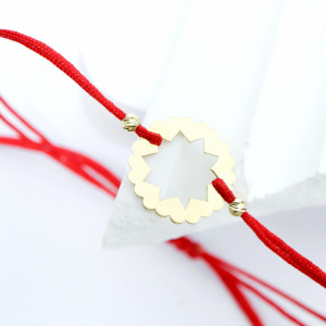 Bratara Circle of Love cu snur si inimioare din Aur 14k - Img 2