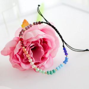 Bratara Color of Rainbow cu cristale si bile de 2.5mm din Aur 14k - Img 7